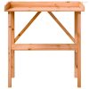 Barna tömör fenyőfa növénytartó asztal polccal 78x38x82,5 cm