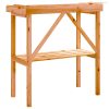 Barna tömör fenyőfa növénytartó asztal polccal 78x38x82,5 cm