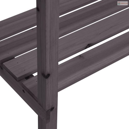 Szürke tömör fenyőfa növénytartó asztal polccal 78x38x82,5 cm