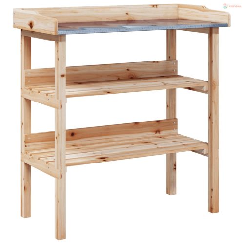 Tömör fenyőfa növénytartó asztal polcokkal 78x38x82,5 cm
