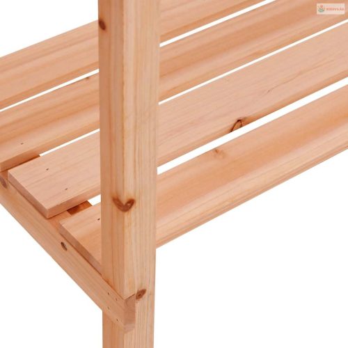 Barna tömör fenyőfa növénytartó asztal polcokkal 78x38x82,5 cm