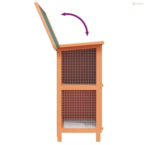 Kültéri fa nyúlketrec kisállatok számára 4 ajtóval