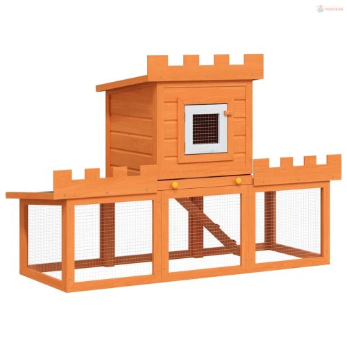 Kültéri nagyméretű nyúlketrec/kisállatketrec egy házikóval