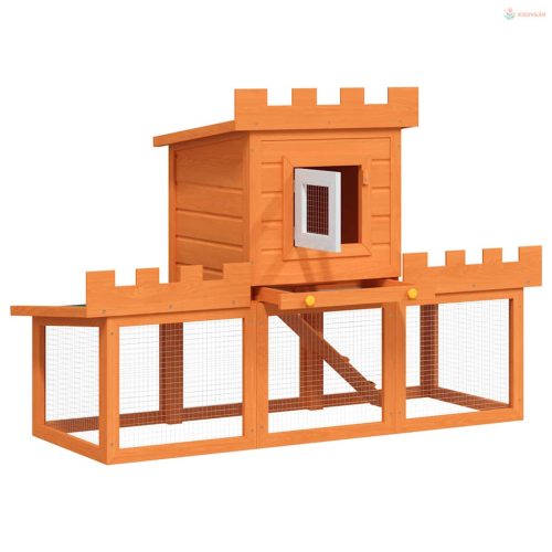 Kültéri nagyméretű nyúlketrec/kisállatketrec egy házikóval