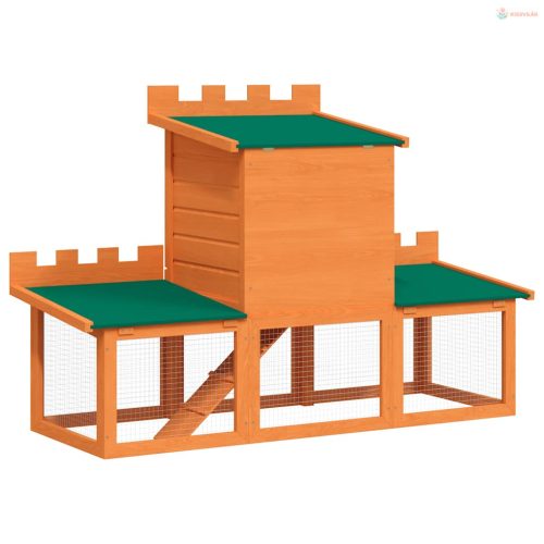 Kültéri nagyméretű nyúlketrec/kisállatketrec egy házikóval