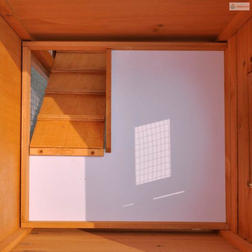 Kültéri nagyméretű nyúlketrec/kisállatketrec egy házikóval