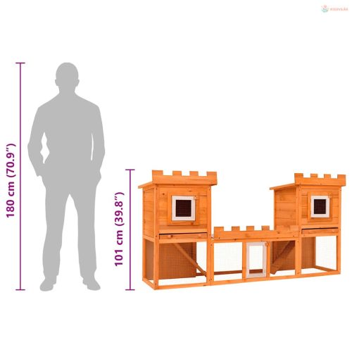 Kültéri nagyméretű nyúlketrec/kisállatketrec két házikóval