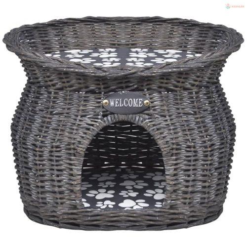 Fűzfa macskabútor kisállatház/ágy/kaparóoszlop párnával