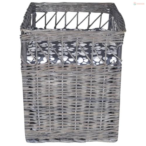 Négyzet alakú fűzfa macskabútor kisállatház/ágy/kaparóoszlop párnával