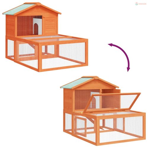 Fa állat/nyúlketrec kültéri futtatóval