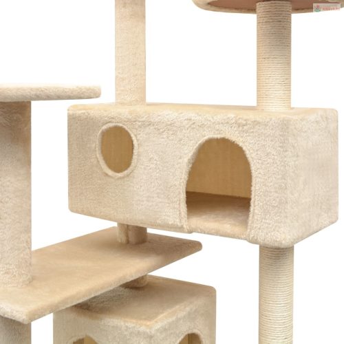 Bézs macskabútor szizál kaparófákkal 125 cm