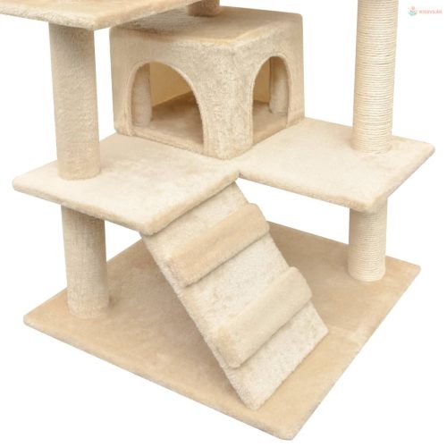 Bézs macskabútor szizál kaparófákkal 125 cm