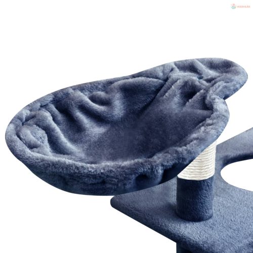 Sötétkék macskabútor szizál kaparófákkal 150 cm