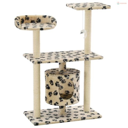 Bézs macskabútor szizál kaparófákkal 95 cm