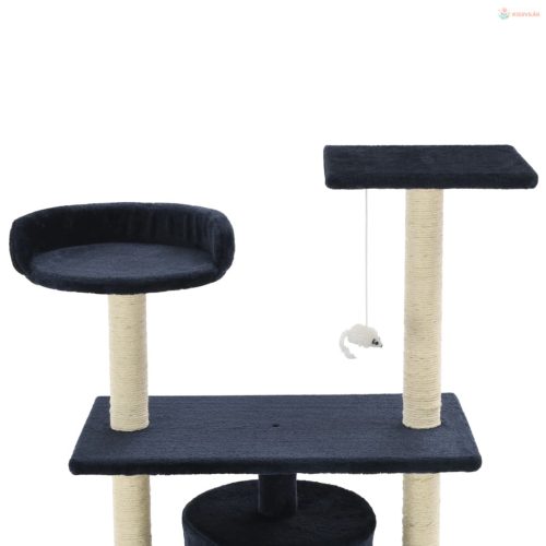 Sötétkék macskabútor szizál kaparófákkal 95 cm