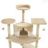 Bézs/fehér macskabútor szizál kaparófákkal 203 cm