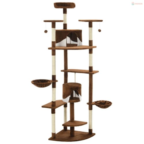 Barna/fehér macskabútor szizál kaparófákkal 203 cm