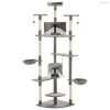 Szürke/fehér macskabútor szizál kaparófákkal 203 cm