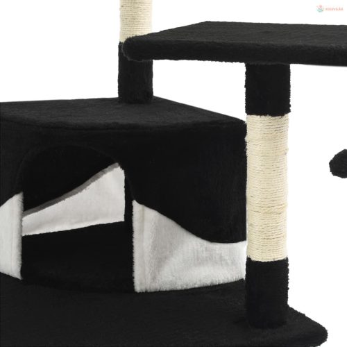 Fekete/fehér macskabútor szizál kaparófákkal 203 cm