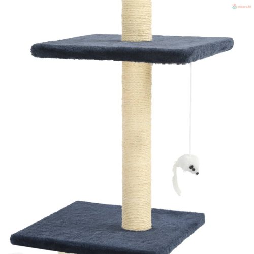 Sötétkék macskabútor szizál kaparófákkal 260 cm