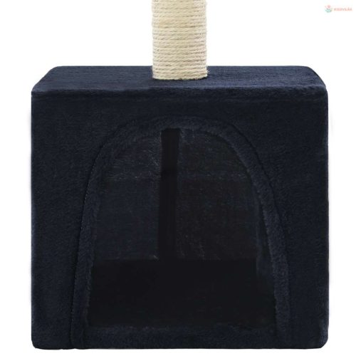 Sötétkék macskabútor szizál kaparófával 55 cm