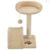 Bézs/barna macskabútor szizál kaparófával 40 cm