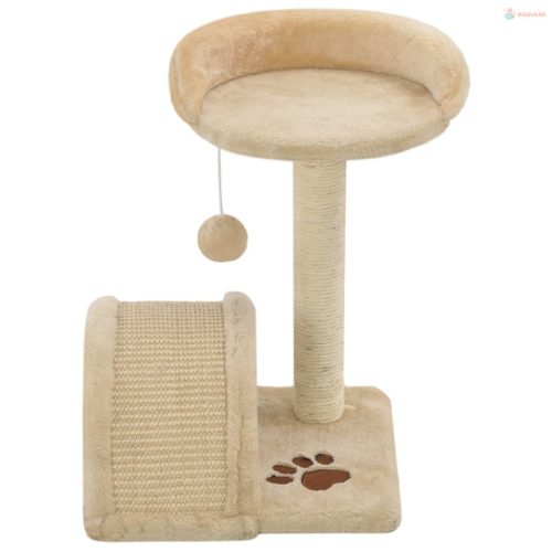 Bézs/barna macskabútor szizál kaparófával 40 cm