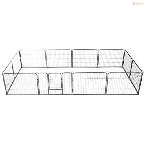 12 paneles fekete acél kutyakennel 80 x 60 cm