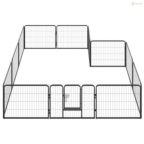 12 paneles fekete acél kutyakennel 80 x 60 cm
