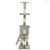 Szürke macskabútor szizál kaparófákkal 138 cm