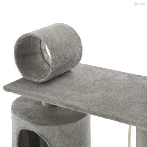 Szürke macskabútor szizál kaparófákkal 140 cm