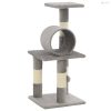 Szürke macskabútor szizál kaparófákkal 65 cm