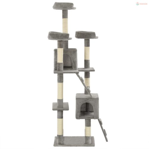 Szürke macskabútor szizál kaparófákkal 170 cm
