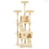 Bézs macskabútor szizál kaparófákkal 170 cm