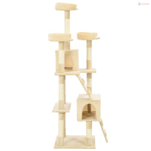 Bézs macskabútor szizál kaparófákkal 170 cm