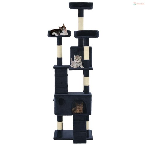 Kék macskabútor szizál kaparófákkal 170 cm