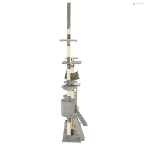 Szürke macskabútor szizál kaparófákkal 230-250 cm