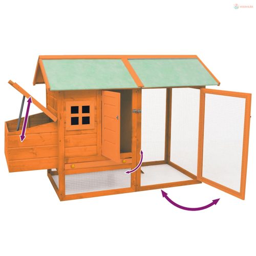 Tömör fenyő- és jegenyefa tyúkketrec 170 x 81 x 110 cm