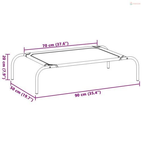 Fekete textilén magasított kutyaágy S