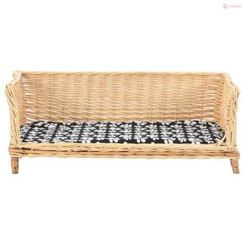 Természetes fűzfa kutyakosár párnával 90 x 54 x 35 cm