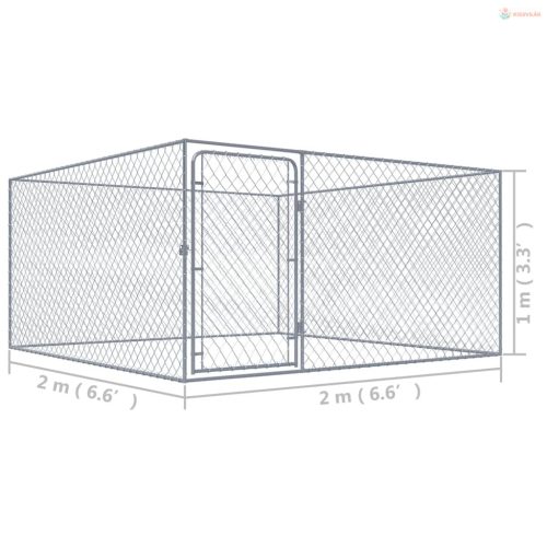 Kültéri horganyzott acél kutyakennel 2 x 2 x 1 m