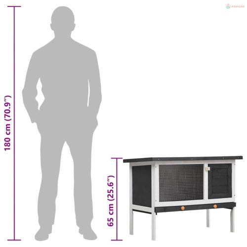 Egyszintes szürke fa kültéri nyúlketrec