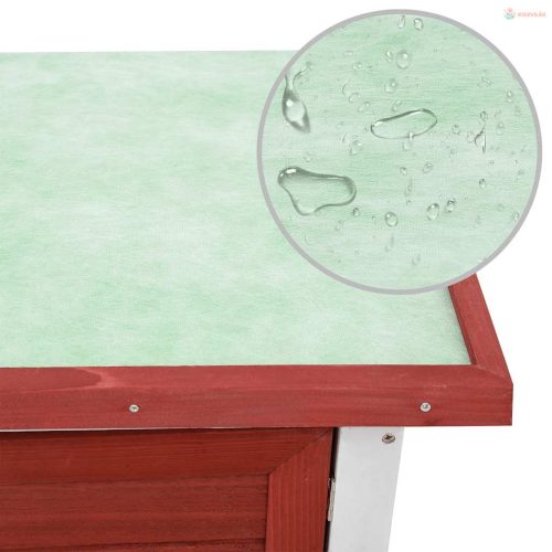 Egyajtós piros fa kültéri nyúlketrec