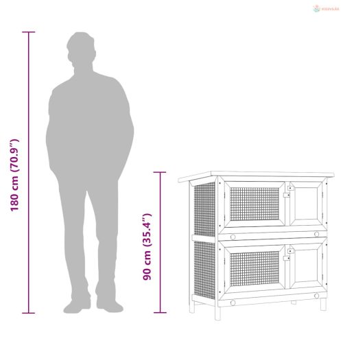 Négyajtós szürke fa kültéri nyúlketrec