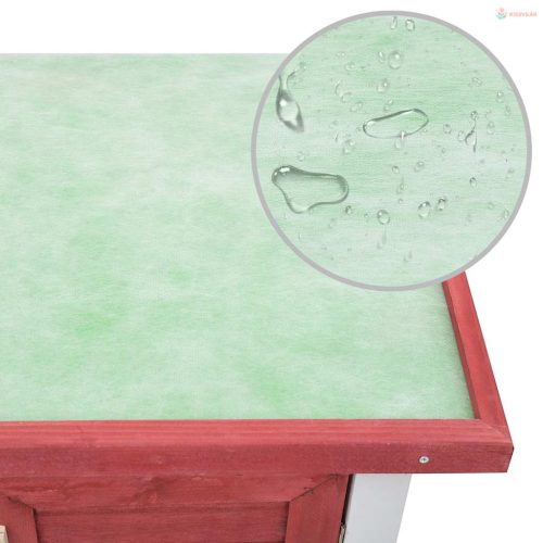 Négyajtós piros fa kültéri nyúlketrec