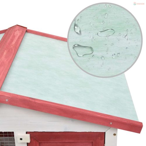 Háromajtós piros fa kültéri nyúlketrec