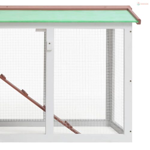 Barna és fehér fa kültéri nyúlketrec 145 x 45 x 84 cm