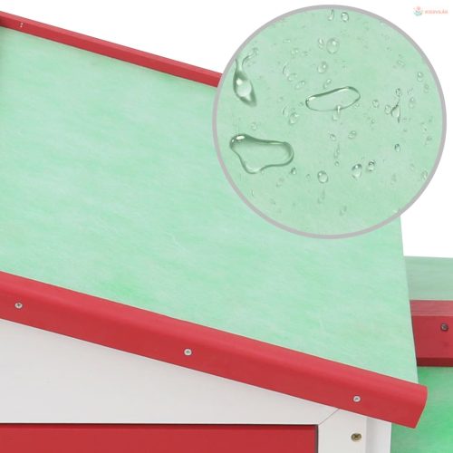 Piros és fehér fa kültéri nyúlketrec 145 x 45 x 84 cm