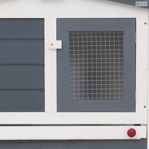 Szürke és fehér fa kültéri nyúlketrec 201 x 45 x 85 cm