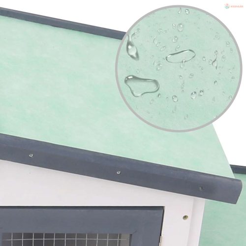 Szürke és fehér fa kültéri nyúlketrec 201 x 45 x 85 cm